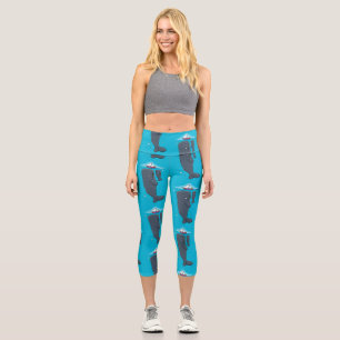 Cartoon für niedliche Wale und Segelboote Capri Leggings
