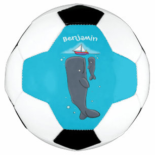 Cartoon für niedliche Wale und Segelboote Fußball