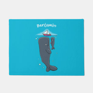 Cartoon für niedliche Wale und Segelboote Fußmatte