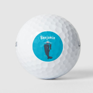 Cartoon für niedliche Wale und Segelboote Golfball