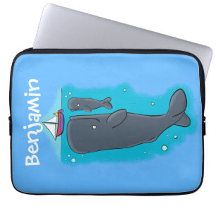 Cartoon für niedliche Wale und Segelboote Laptopschutzhülle