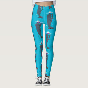 Cartoon für niedliche Wale und Segelboote Leggings