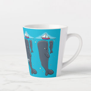 Cartoon für niedliche Wale und Segelboote Milchtasse