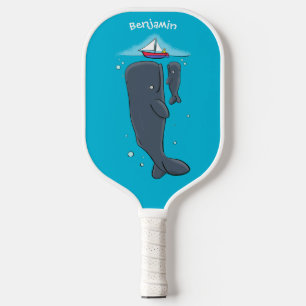 Cartoon für niedliche Wale und Segelboote Pickleball Schläger