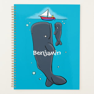 Cartoon für niedliche Wale und Segelboote Planer