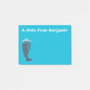 Cartoon für niedliche Wale und Segelboote Post-it Klebezettel