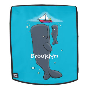 Cartoon für niedliche Wale und Segelboote Rucksack