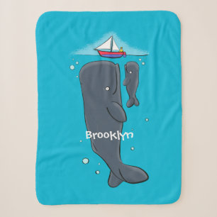 Cartoon für niedliche Wale und Segelboote Sherpadecke