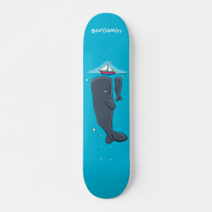 Cartoon für niedliche Wale und Segelboote Skateboard