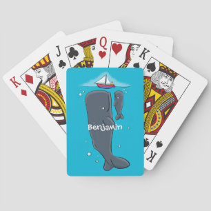 Cartoon für niedliche Wale und Segelboote Spielkarten