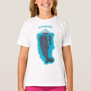 Cartoon für niedliche Wale und Segelboote T-Shirt