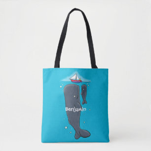 Cartoon für niedliche Wale und Segelboote Tasche