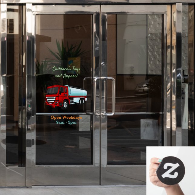 Cartoon für Tankwagen Fensteraufkleber (Büro Tür)