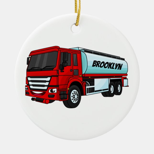 Cartoon für Tankwagen Keramik Ornament (Vorne)