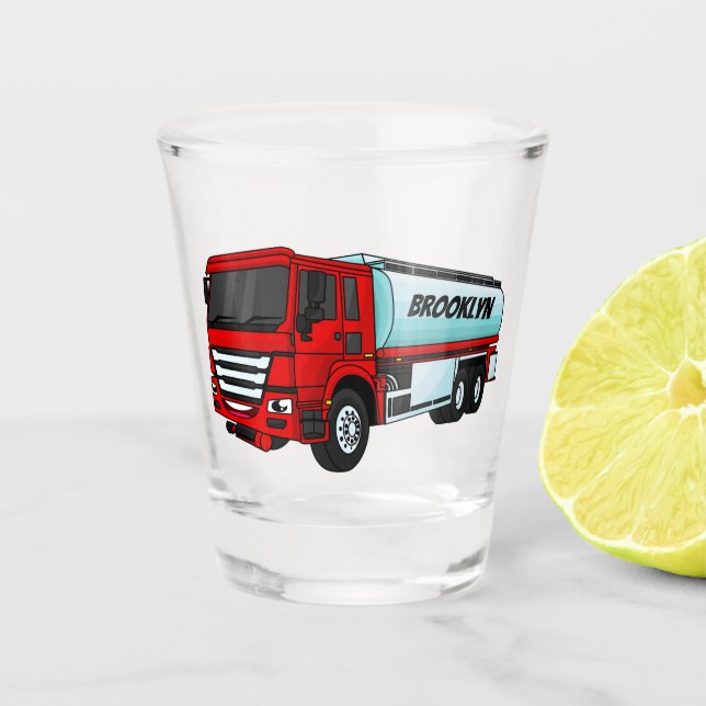 Cartoon für Tankwagen Schnapsglas (Vorderseite)