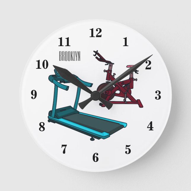 Cartoon für Treadmill und Spinnerbike Runde Wanduhr (Vorderseite)