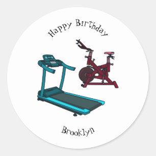 Cartoon für Treadmill und Spinnerbike Runder Aufkleber