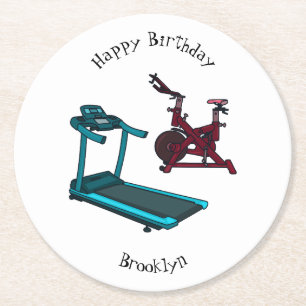 Cartoon für Treadmill und Spinnerbike Runder Pappuntersetzer