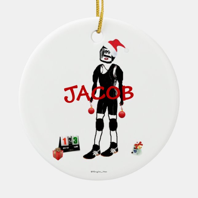 Cartoon für Weihnachten Wrestling Keramik Ornament (Vorne)