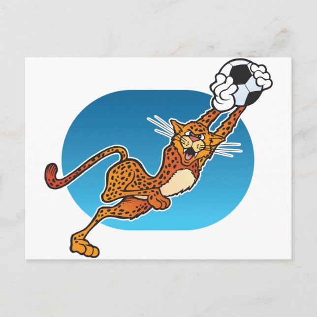 Cartoon-FußballCheetah Postkarte (Vorderseite)