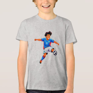 Cartoon-Fußballspieler Tri-Blend Shirt