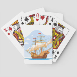 Cartoon Galleon Sailing on Blue Water Spielkarten
