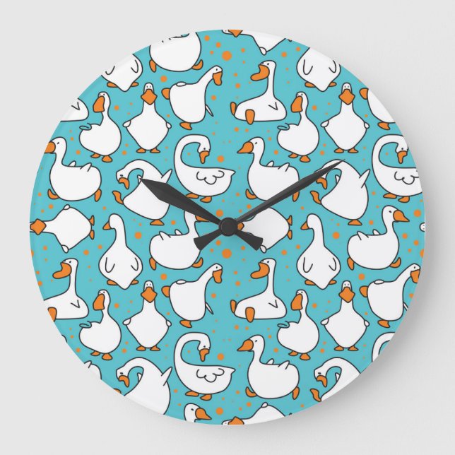 Cartoon Gänse Vintage Illustration Große Wanduhr (Vorderseite)