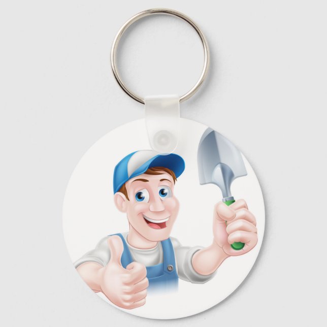 Cartoon Gardener Schlüsselanhänger (Vorderseite)