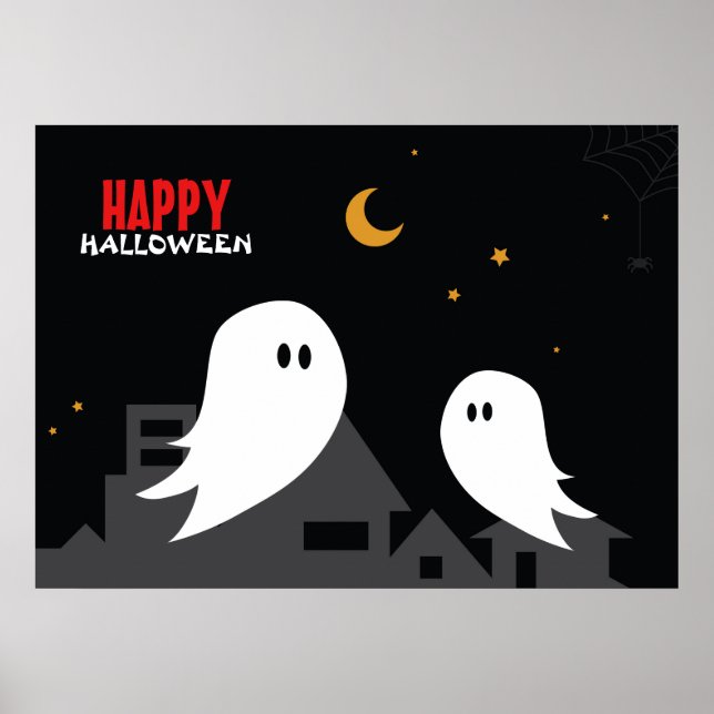 Cartoon Geist in den Straßen der Stadt zwischen Na Poster (Vorne)