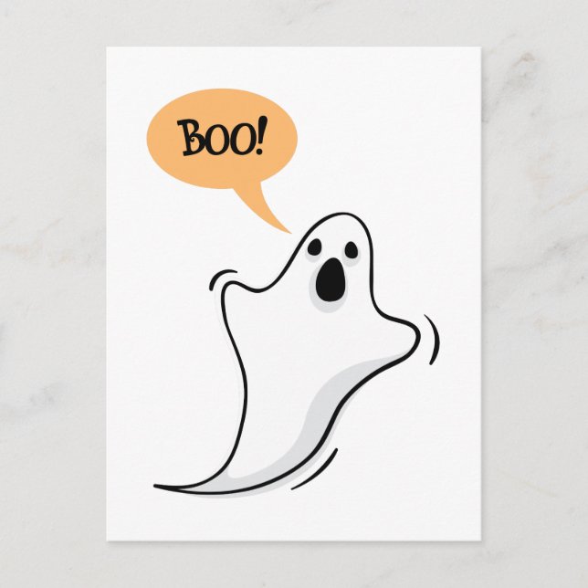 Cartoon Geist Sprichwort Boo! Postkarte (Vorderseite)