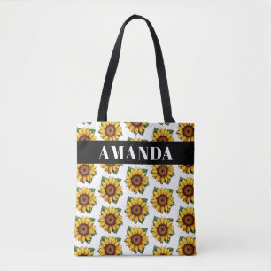 Cartoon Gelber Individuelle Name Sonnenblumenmuste Tasche