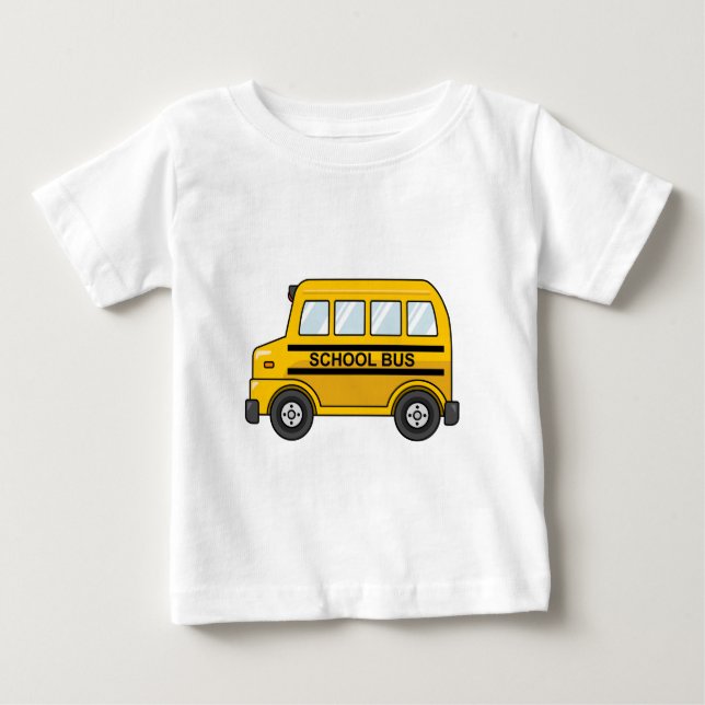 Cartoon-gelber und schwarzer Schulbus Baby T-shirt (Vorderseite)