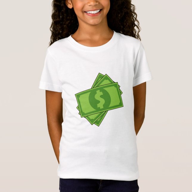 Cartoon-Geld-Dollar-Scheine T-Shirt (Vorderseite)
