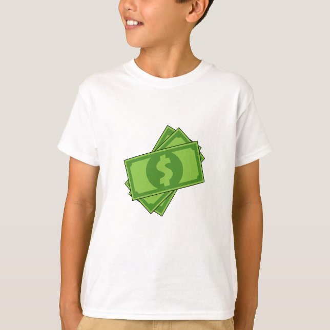 Cartoon-Geld-Dollar-Scheine T-Shirt (Vorderseite)