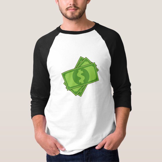 Cartoon-Geld-Dollar-Scheine T-Shirt (Vorderseite)