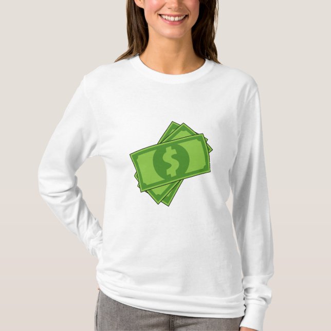 Cartoon-Geld-Dollar-Scheine T-Shirt (Vorderseite)