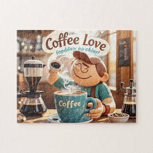 Cartoon gemütliche Café Kaffee Liebhaber Stil