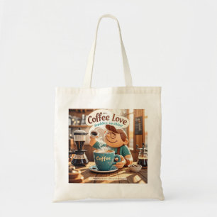 Cartoon gemütliche Café Kaffee Liebhaber Stil Tragetasche