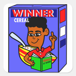Cartoon Genius Box Quadratischer Aufkleber