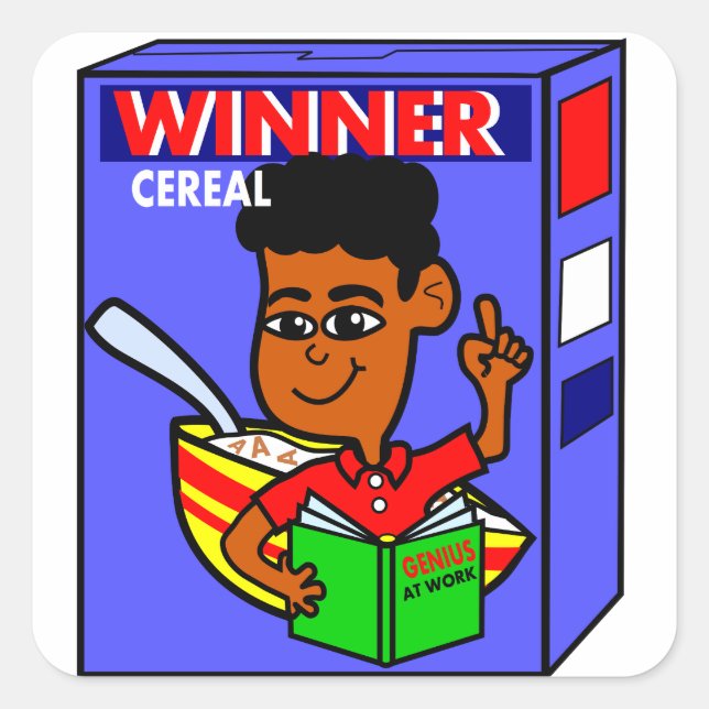 Cartoon Genius Box Quadratischer Aufkleber (Vorderseite)