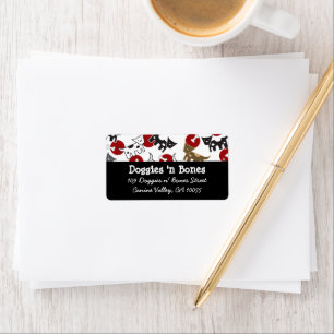Cartoon Gepunktete Doggies & Bones Niedliche Fun-A Adressaufkleber