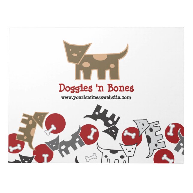 Cartoon Gepunktete Doggies & Knochen Niedlich Spaß Notizblock (Vorderseite)