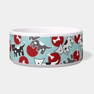 Cartoon Gepunktete Doggies & Knochen Niedlicher Sp Napf