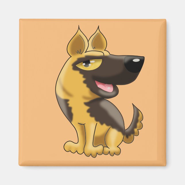 Cartoon German Shepherd Magnet (Vorne)