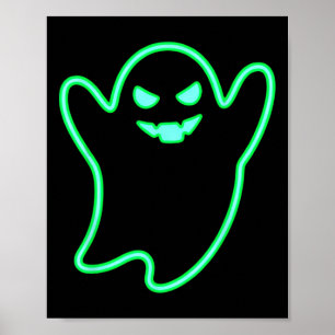 Cartoon Ghost Halloween T-Shirt im Neon-Stil Poster
