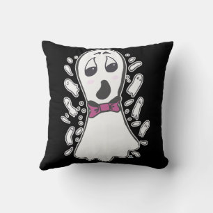 Cartoon Ghost Halloween Vintag Niedlich Schwarzes Kissen