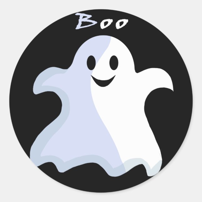 Cartoon Ghost Runder Aufkleber (Vorderseite)