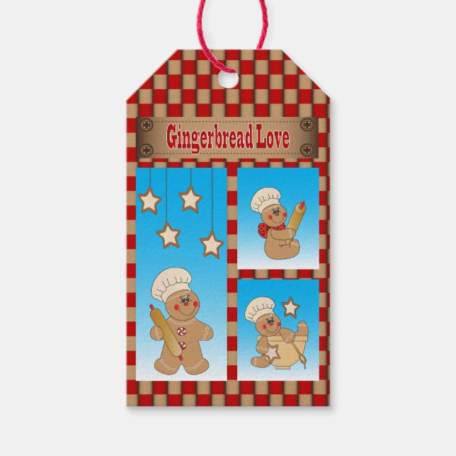 Cartoon Gingerbread Men Bakers Geschenkanhänger (Vorderseite)