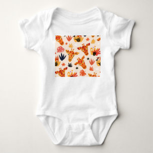 Cartoon Giraffe: BlumenSavanna Muster Baby Strampler