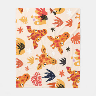 Cartoon Giraffe: BlumenSavanna Muster Fleecedecke